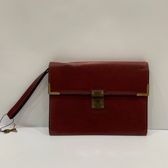 Gucci Brown Leather Clutch Bag Sku#84262 (gently used) - Picture 1 of 12
